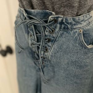 Social Tourist Lace Up High Rise Jeans